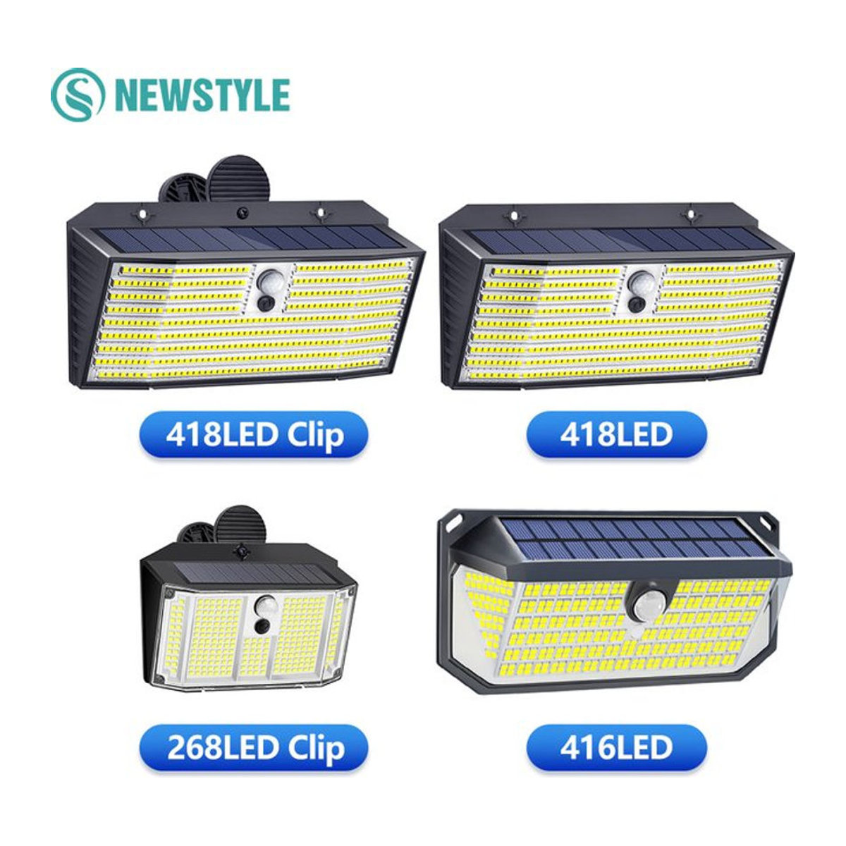 Moderne Solar-Wandleuchte mit LED und Bewegungsmelder in Schwarz für den Außenbereich - Bild 1