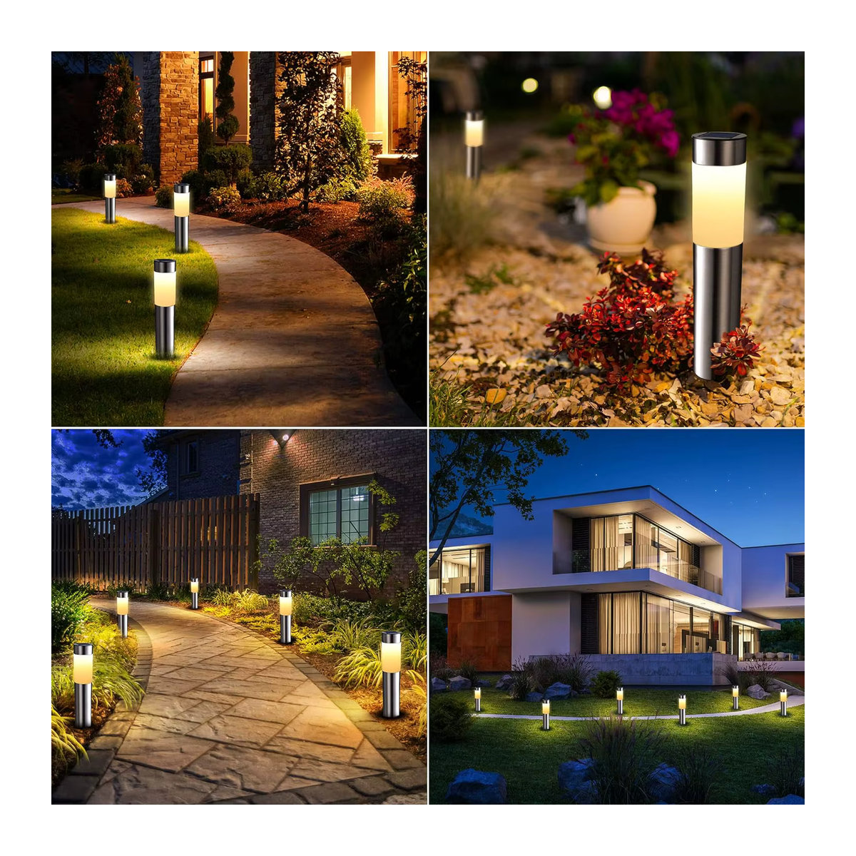 Moderne Solar Wegeleuchte aus Edelstahl für Garten und Terrasse wasserdichte LED Bodenpoller - Bild 2