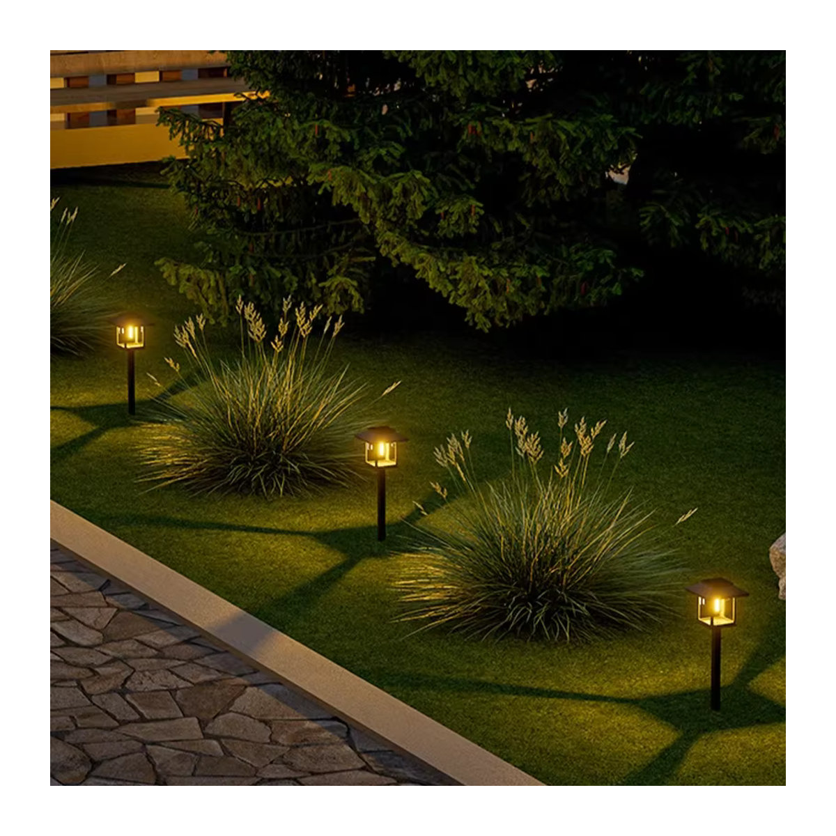 Moderne Solar Wolfram Draht Gartenlampe Schwarz Wasserdichte Außenlaterne für Hof und Rasen - Bild 2