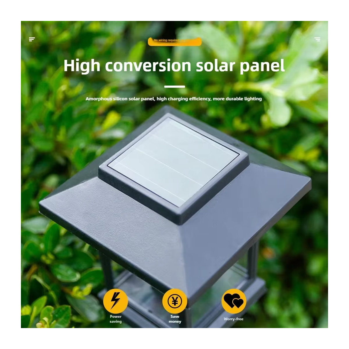 Moderne Solar Wolfram Draht Gartenlampe Schwarz Wasserdichte Außenlaterne für Hof und Rasen - Bild 5