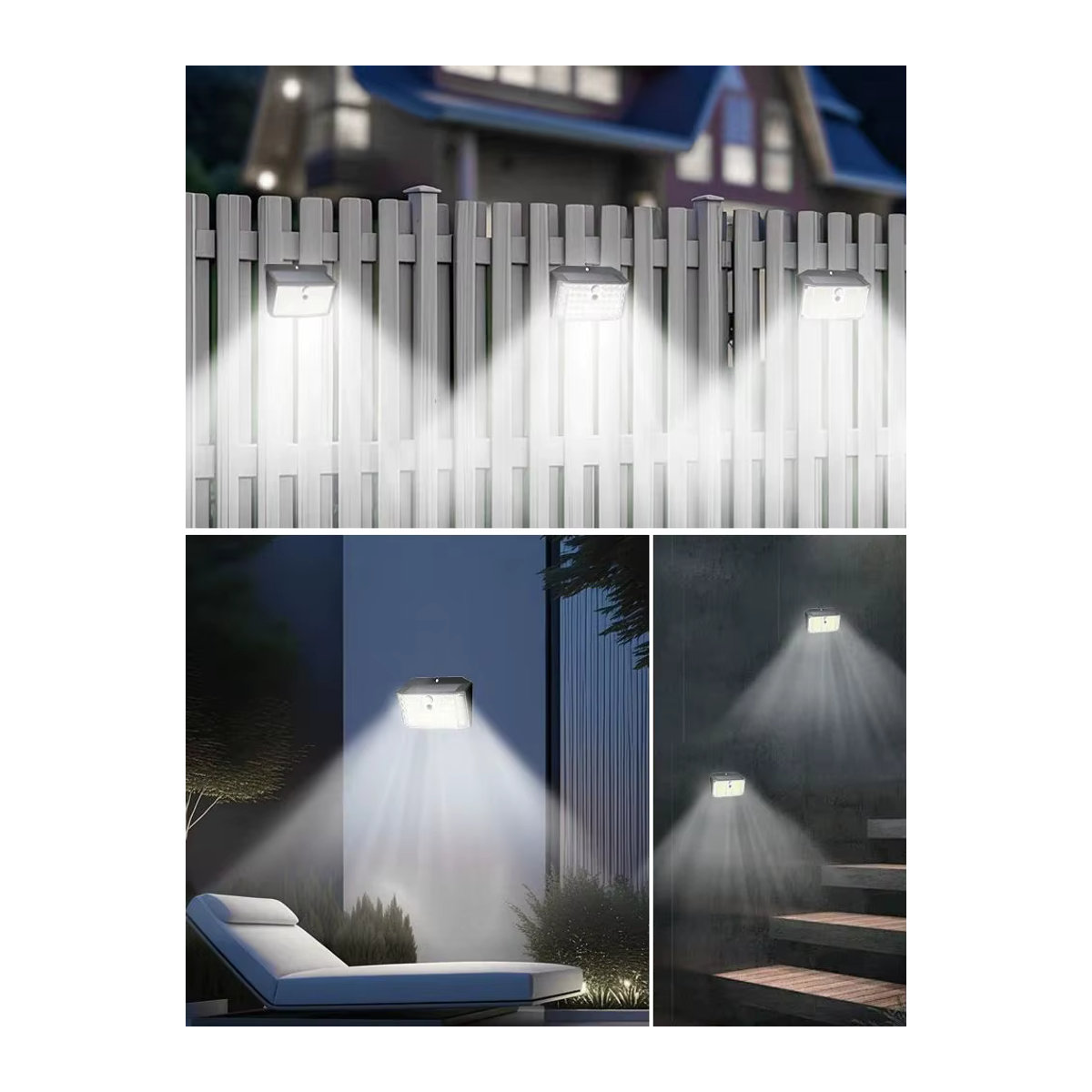 Moderne Solare Außen-Sicherheitswandleuchte mit LED und PIR-Bewegungssensor in Schwarz - Bild 6