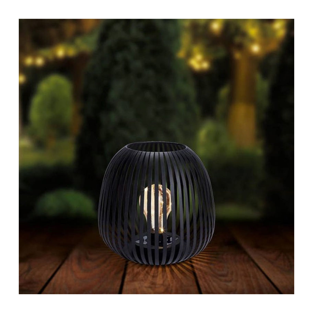 Moderne Solarleuchte aus Metall und Gusseisen in Schwarz mit warmweißem LED-Licht, Durchmesser: 20 cm - Bild 1