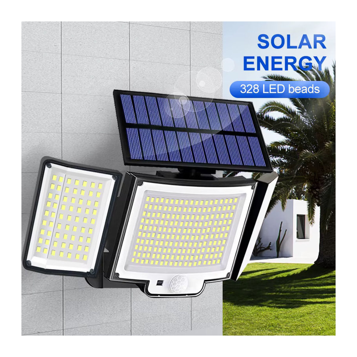 Moderne Solarleuchte für den Außenbereich mit LED und Bewegungssensor in Schwarz, IP65 wasserdicht - Bild 4