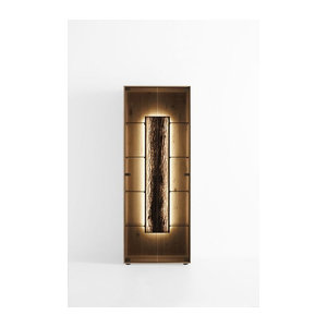 Moderne Standvitrine Hartmann HEDA aus Eiche Natur Massivholz mit Glas in Braun