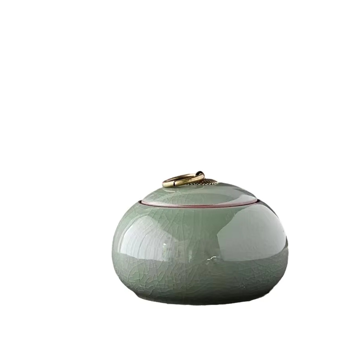 Moderne Teebox aus Keramik in Grün, runde Tee-Aufbewahrungsbox für Pu-Erh-Tee, B/T/H: 10,5 x 7,5 x 7,5 cm - Bild 7