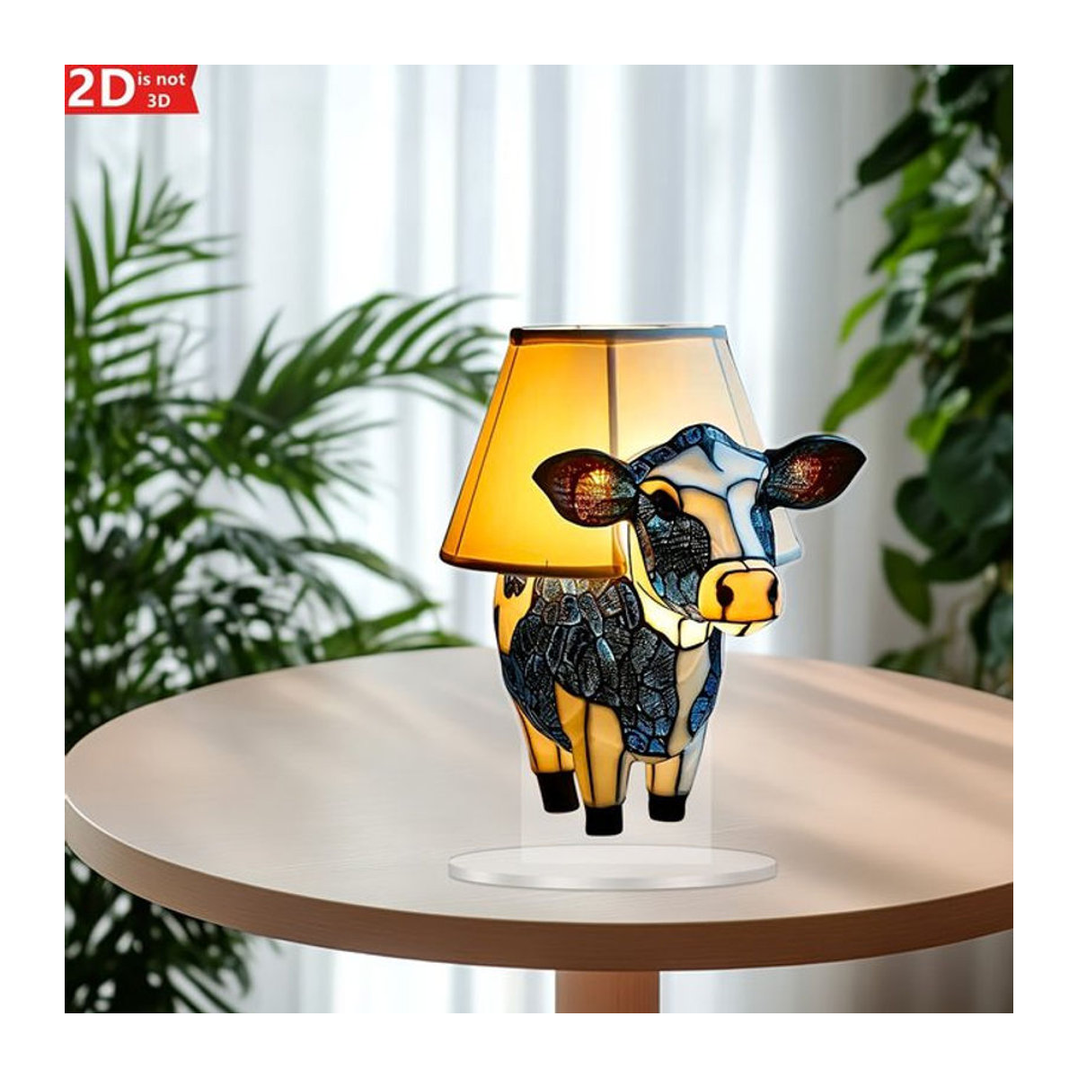 Moderne Tischlampe in Form eines abstrakten Kalbstiers aus buntem Acryl als kreative Dekoration für dein Schlafzimmer oder den Nachttisch - Bild 1