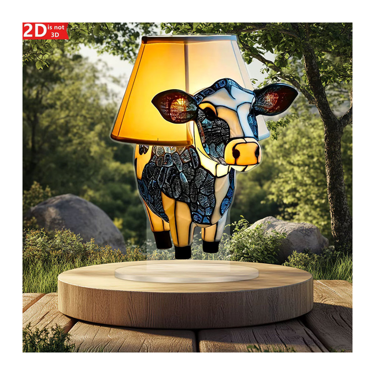 Moderne Tischlampe in Form eines abstrakten Kalbstiers aus buntem Acryl als kreative Dekoration für dein Schlafzimmer oder den Nachttisch - Bild 2