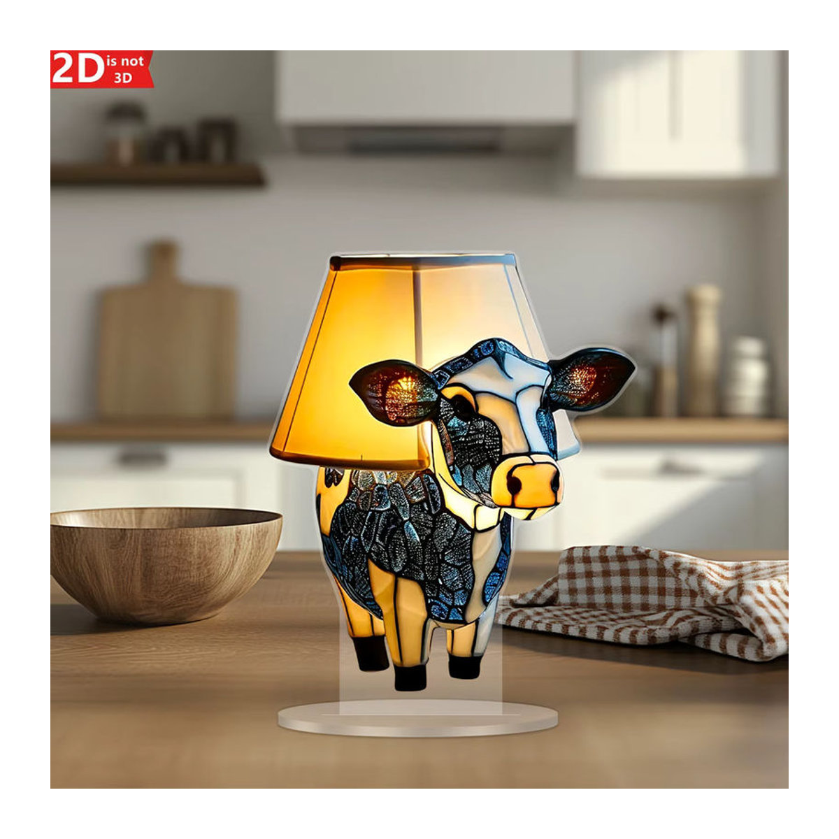 Moderne Tischlampe in Form eines abstrakten Kalbstiers aus buntem Acryl als kreative Dekoration für dein Schlafzimmer oder den Nachttisch - Bild 3