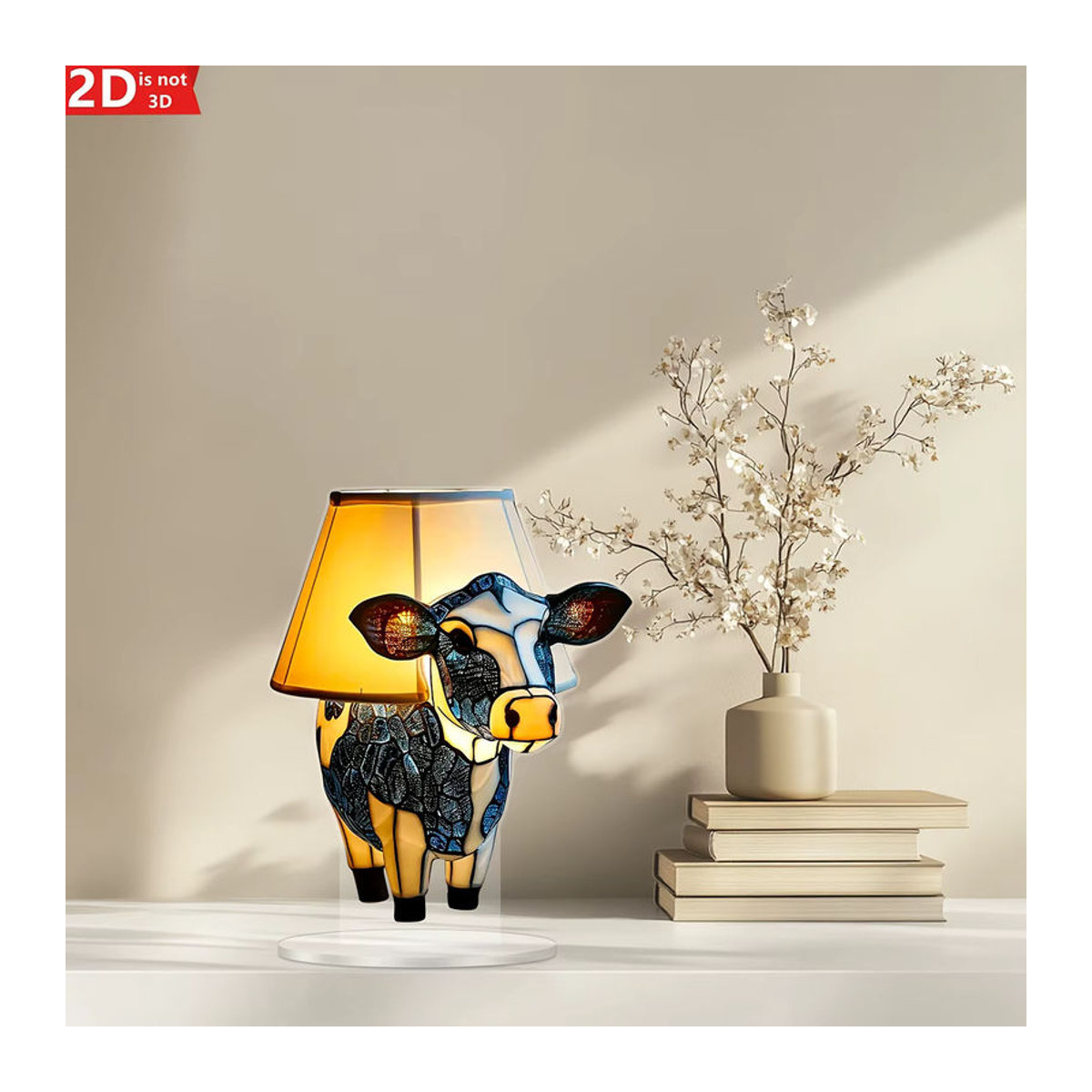 Moderne Tischlampe in Form eines abstrakten Kalbstiers aus buntem Acryl als kreative Dekoration für dein Schlafzimmer oder den Nachttisch - Bild 4