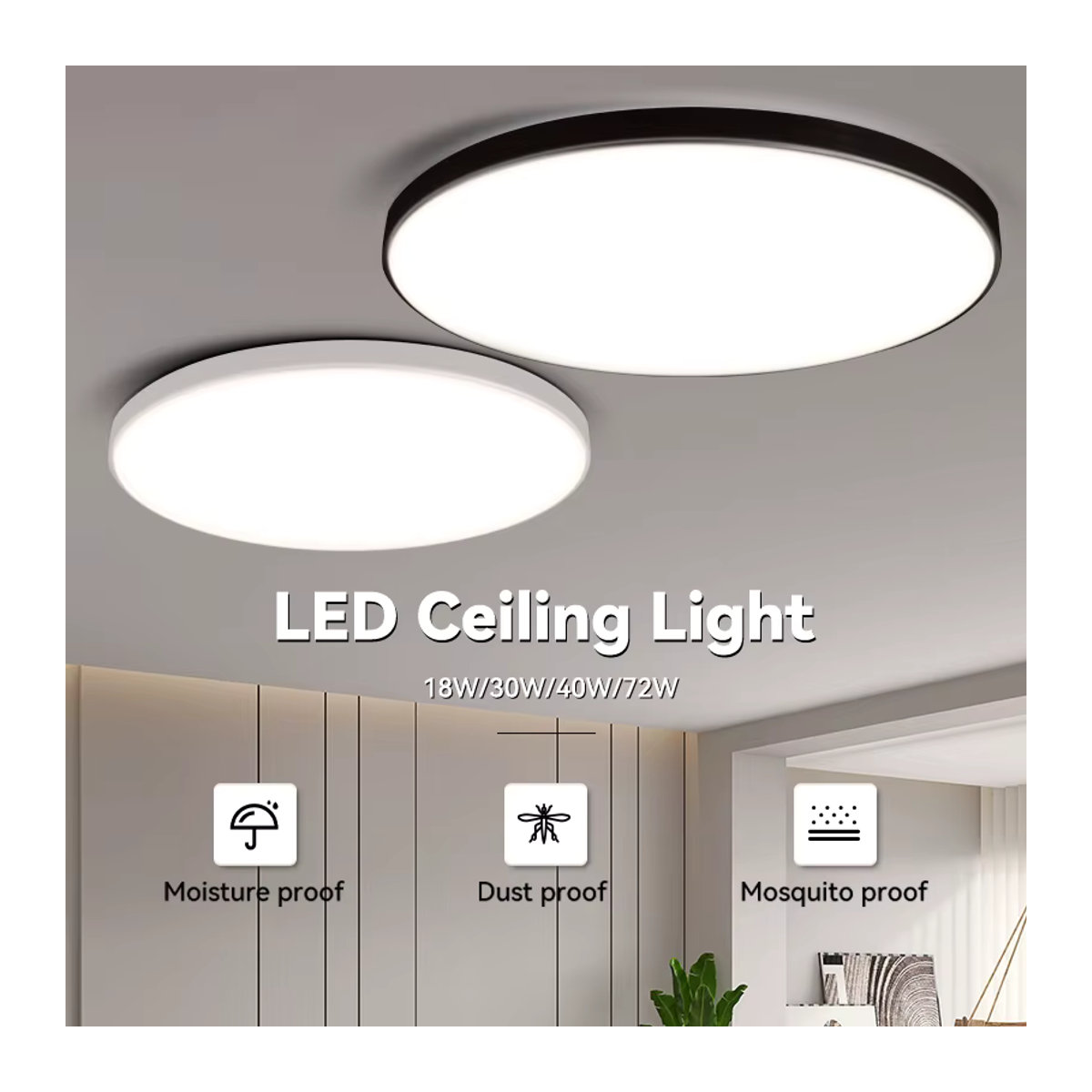 Moderne Ultradünne LED-Deckenleuchte von CHENBEN in Weiß, wasserdicht IP44 für Badezimmer und Wohnzimmer - Bild 5