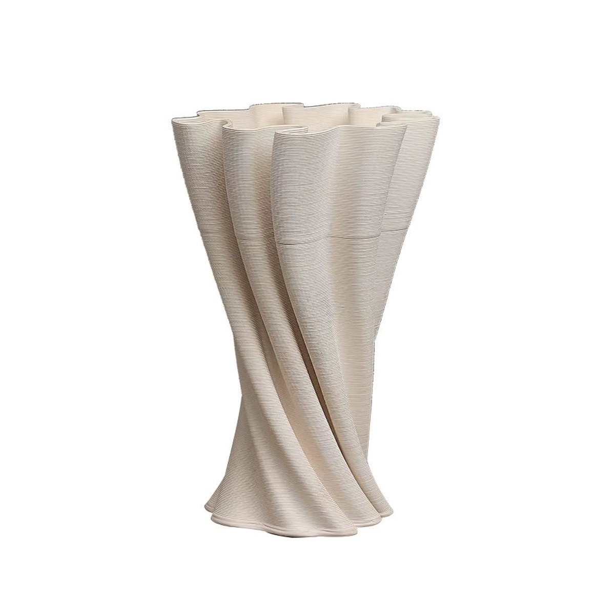 Moderne unregelmäßige Keramikvase von LISM in Weiß mit abstraktem 3D-Texturendruck für Schnittblumen und Tischdekoration - Bild 4