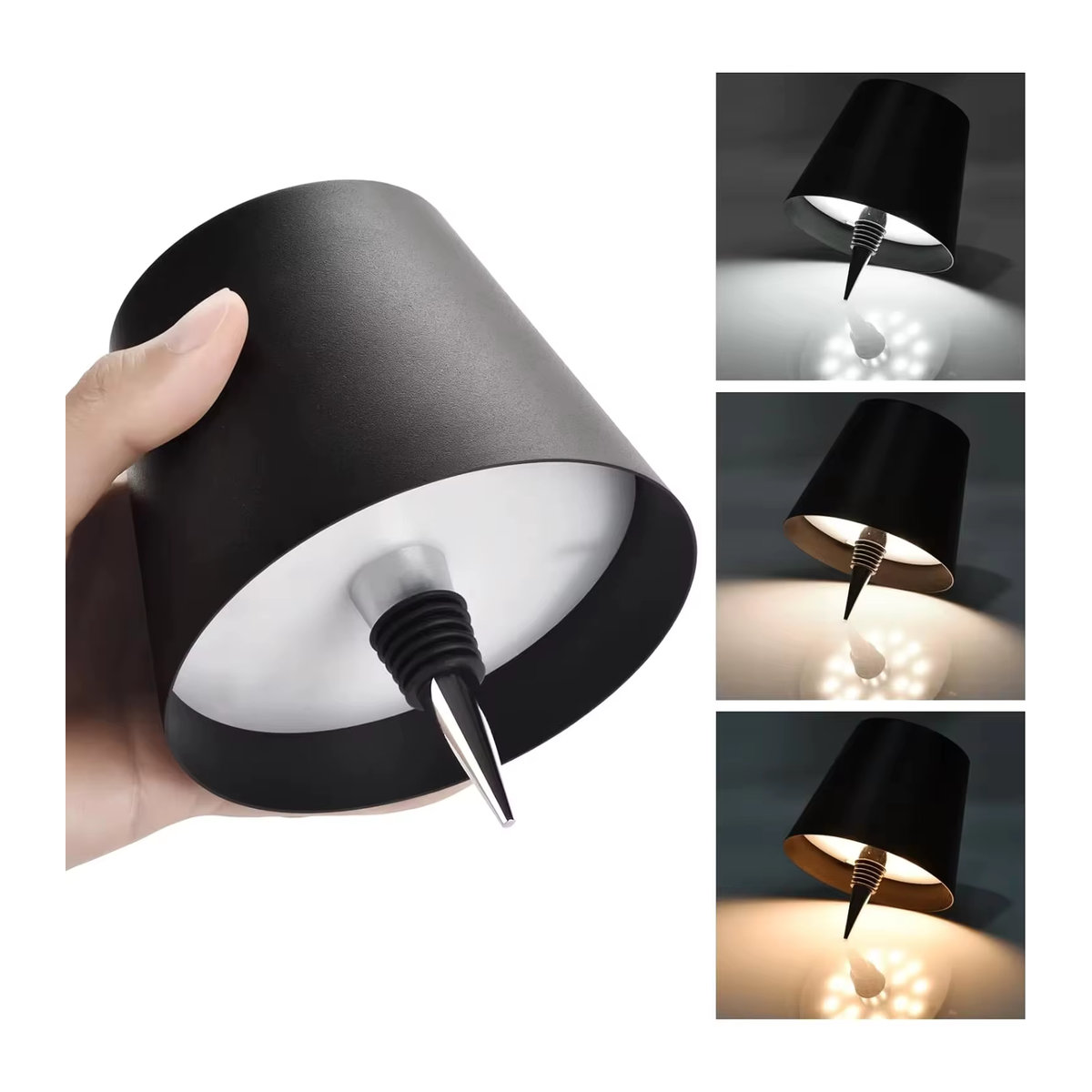 Moderne USB-Ladeflaschen-Tischlampe in Schwarz mit Touch-Steuerung und stufenloser Dimmung für Bar und Schreibtisch - Bild 2