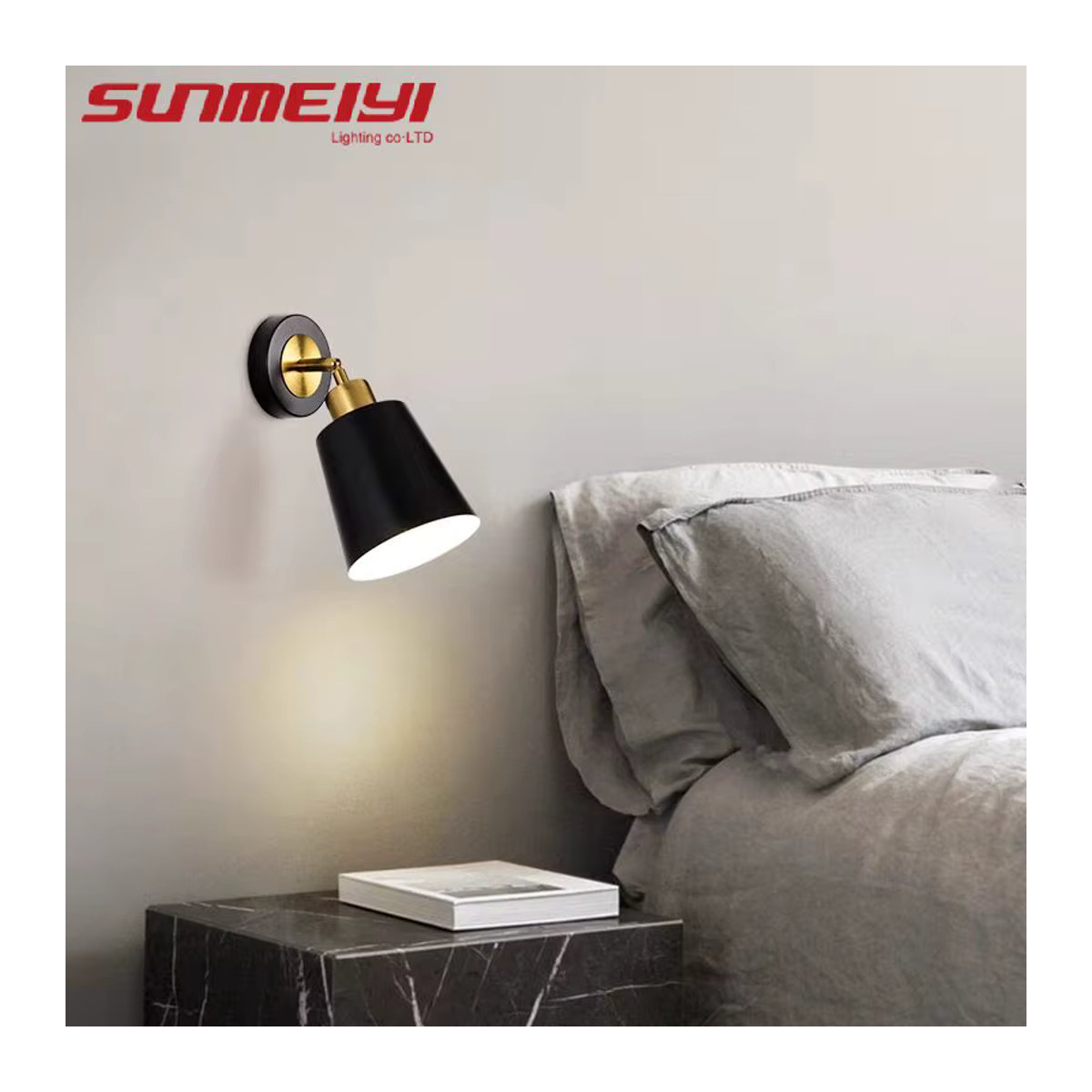 Moderne Wandleuchte von SUNMEIYI in Schwarz/Weiß für Schlafzimmer, Wohnzimmer und Flur - Bild 3