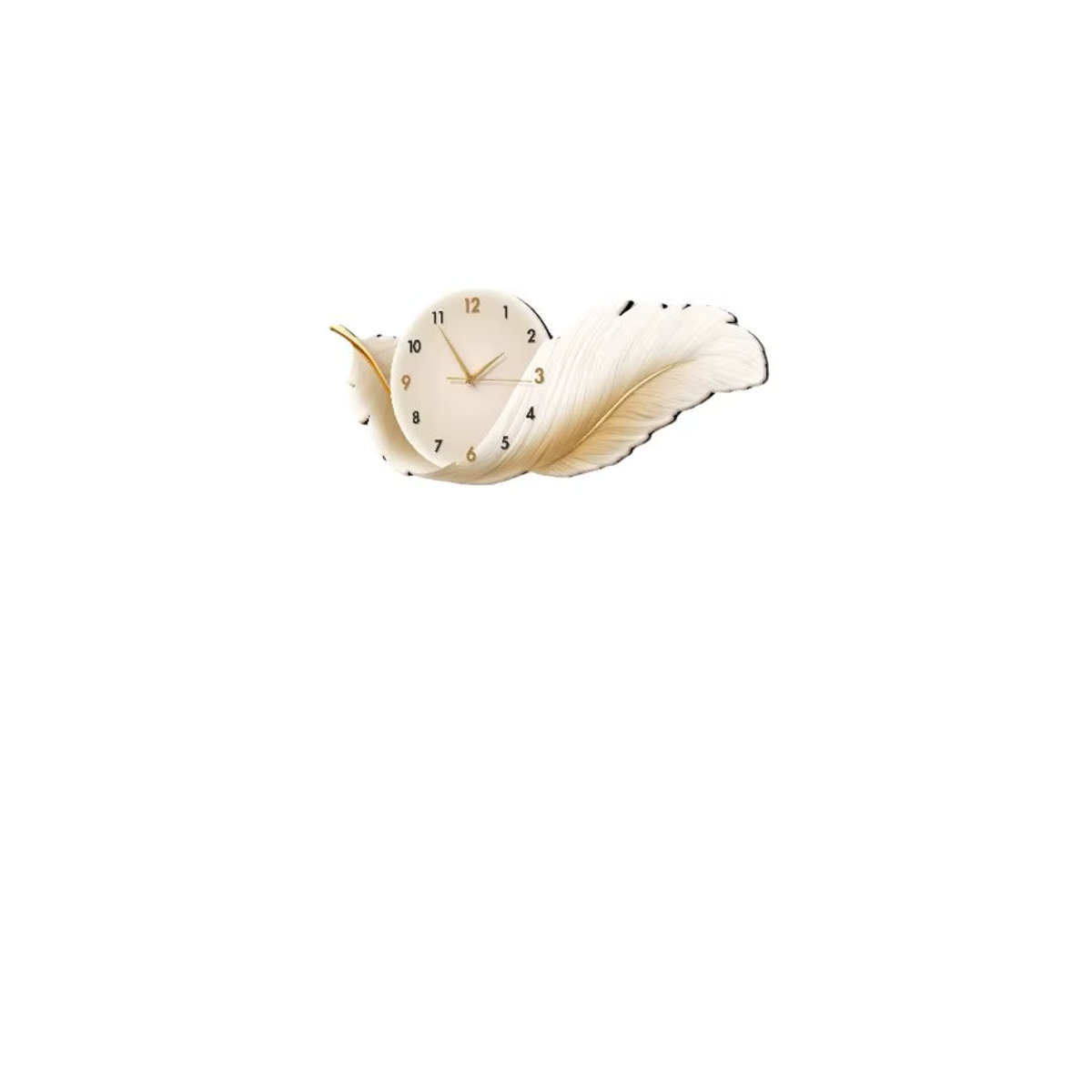 Moderne Wanduhr in Weiß mit Feder-Design, geräuschloses analoges Design für dein Wohnzimmer, Durchmesser: 50 cm - Bild 2