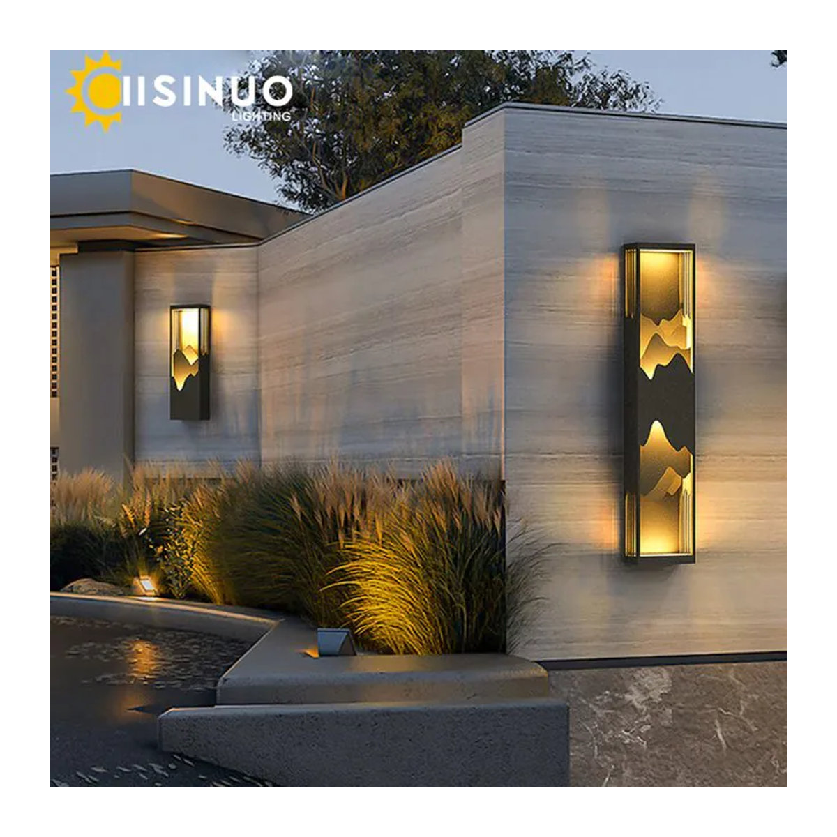 Moderne wasserdichte LED-Wandleuchte von IISINUO in Schwarz für Garten, Veranda und Balkon - Bild 1