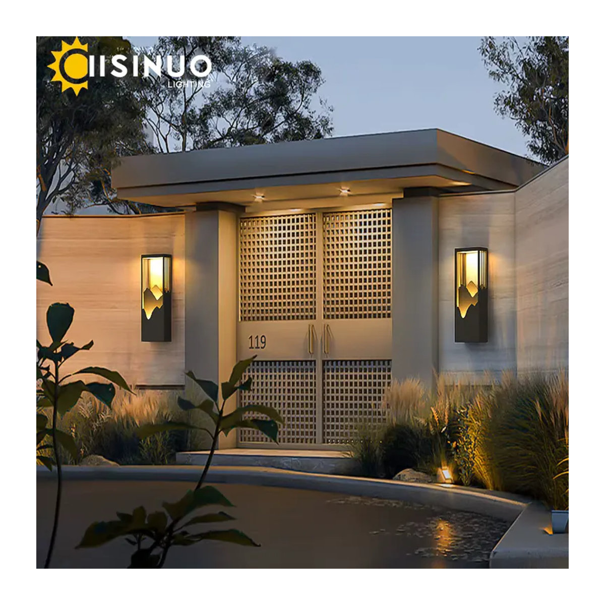 Moderne wasserdichte LED-Wandleuchte von IISINUO in Schwarz für Garten, Veranda und Balkon - Bild 2