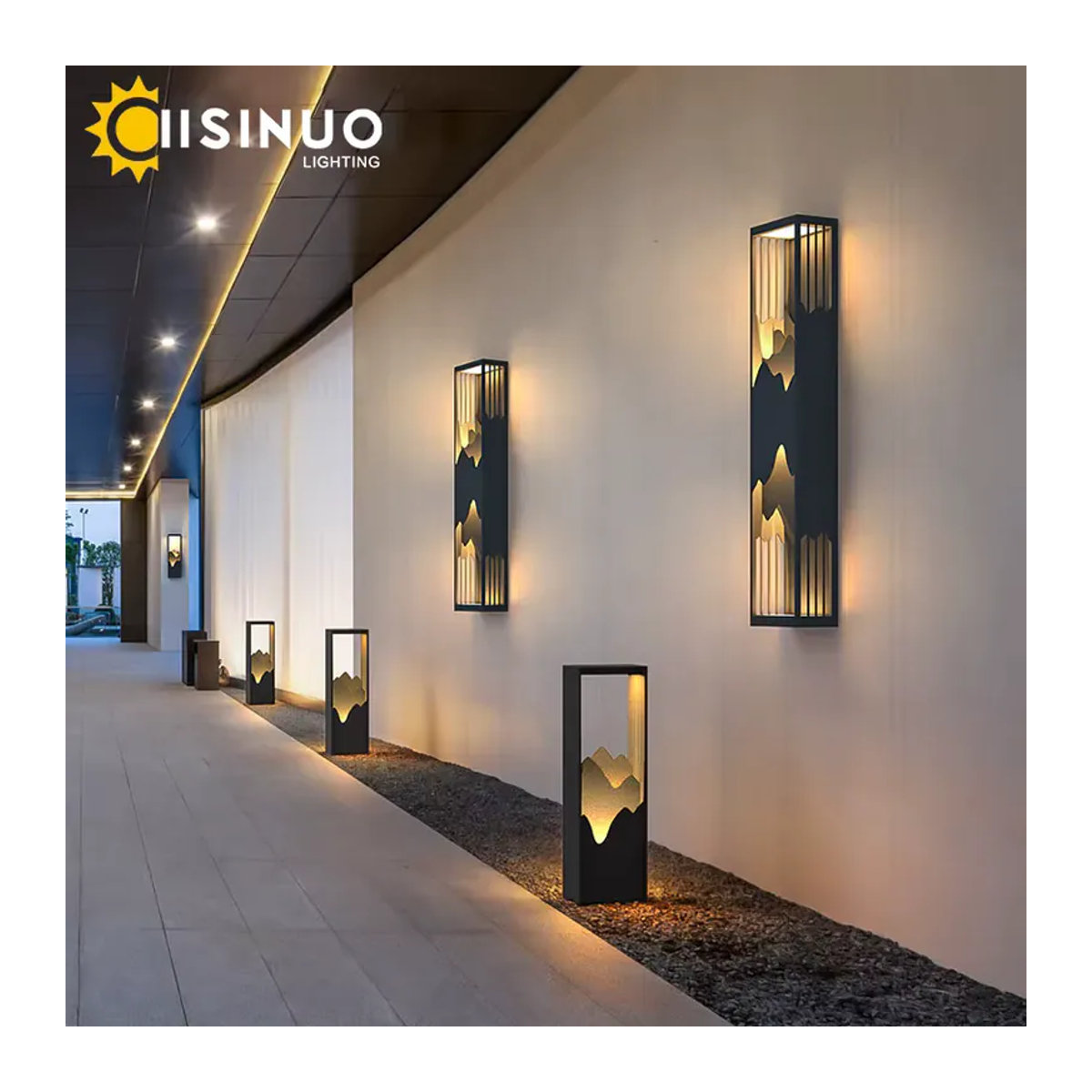 Moderne wasserdichte LED-Wandleuchte von IISINUO in Schwarz für Garten, Veranda und Balkon - Bild 3