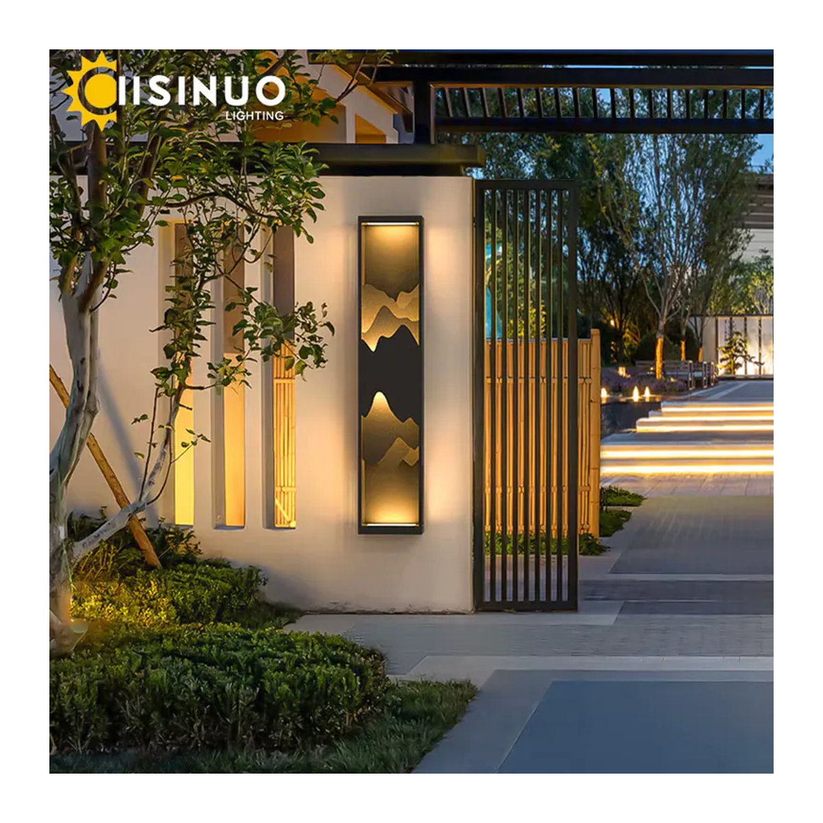 Moderne wasserdichte LED-Wandleuchte von IISINUO in Schwarz für Garten, Veranda und Balkon - Bild 4