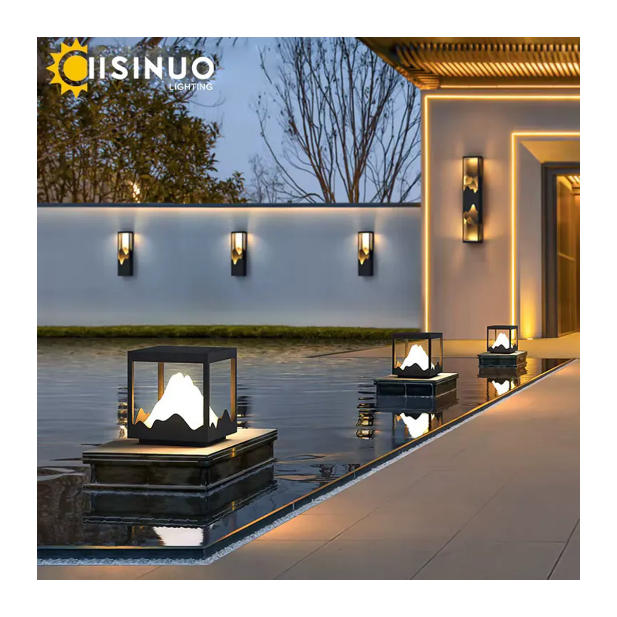 Moderne wasserdichte LED-Wandleuchte von IISINUO in Schwarz für Garten, Veranda und Balkon - Bild 5
