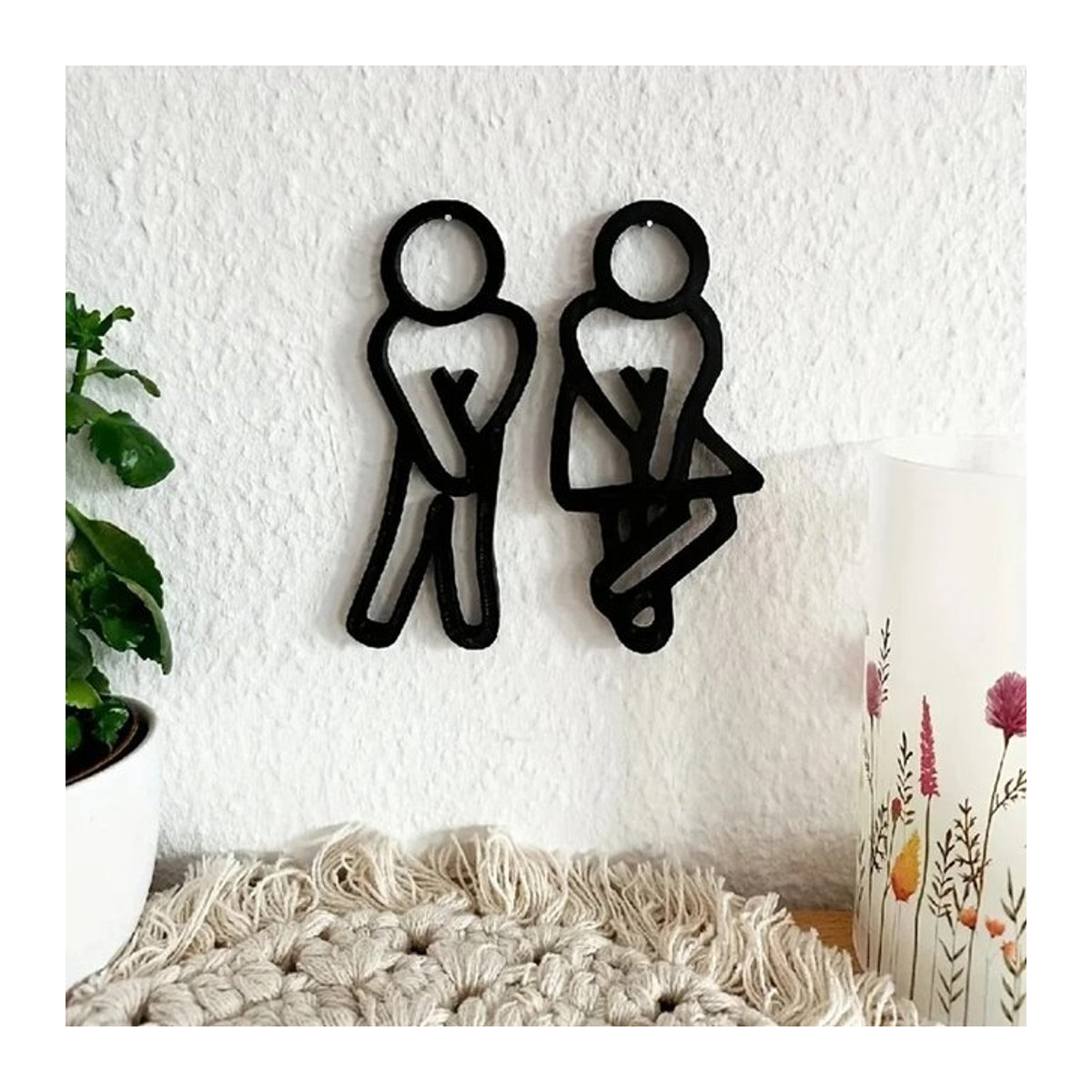 Moderne WC-Schilder für Männer und Frauen von CIFBUY in Schwarz als hängende Türdekoration im Kontur-Stil für dein Gästebadezimmer - Bild 1