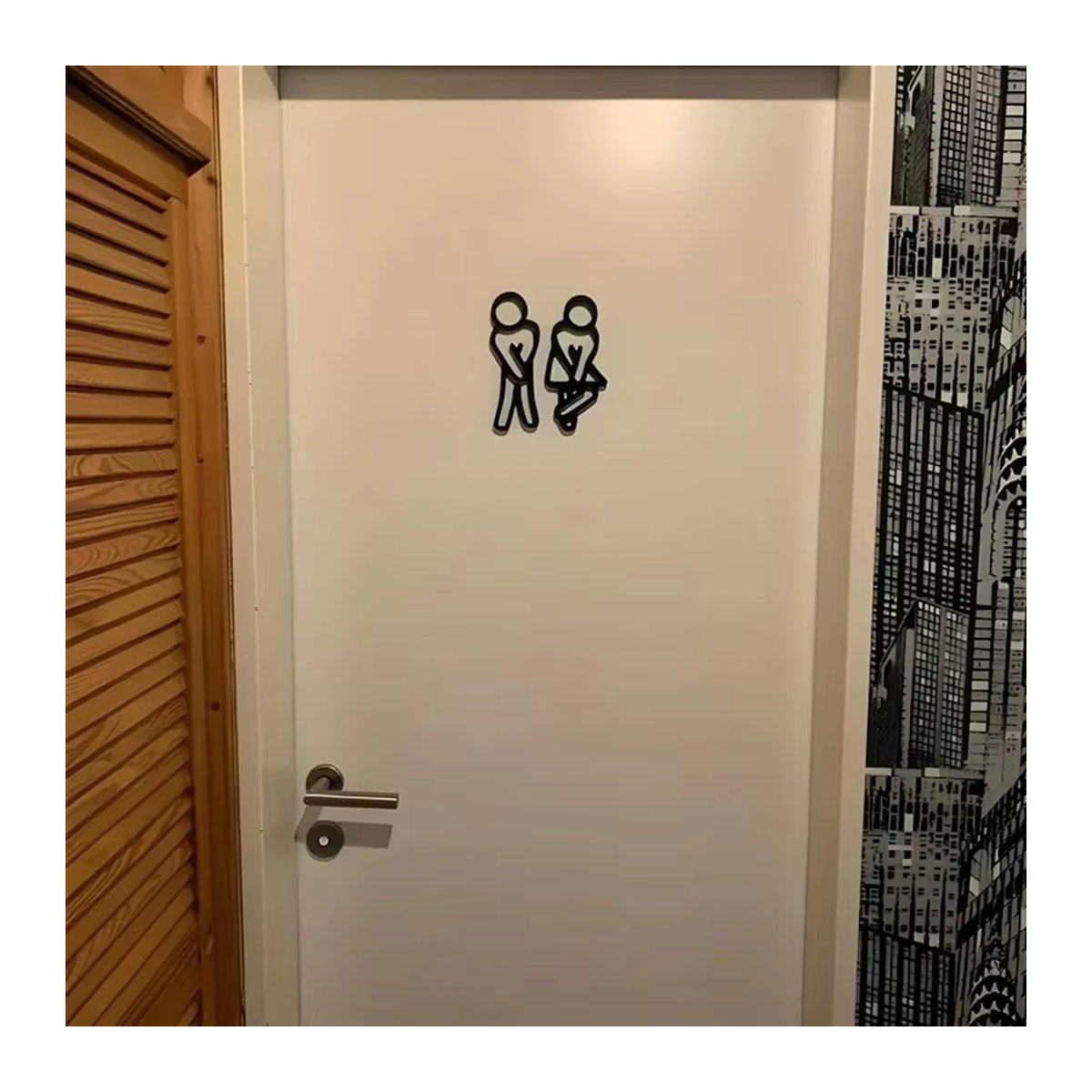 Moderne WC-Schilder für Männer und Frauen von CIFBUY in Schwarz als hängende Türdekoration im Kontur-Stil für dein Gästebadezimmer - Bild 3