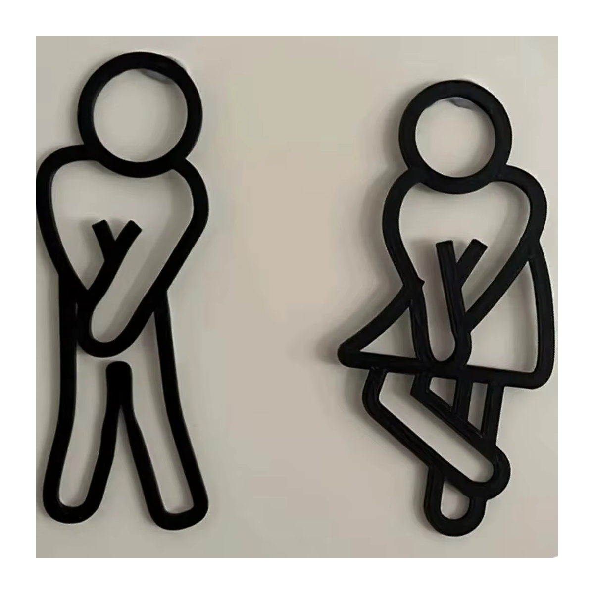 Moderne WC-Schilder für Männer und Frauen von CIFBUY in Schwarz als hängende Türdekoration im Kontur-Stil für dein Gästebadezimmer - Bild 4