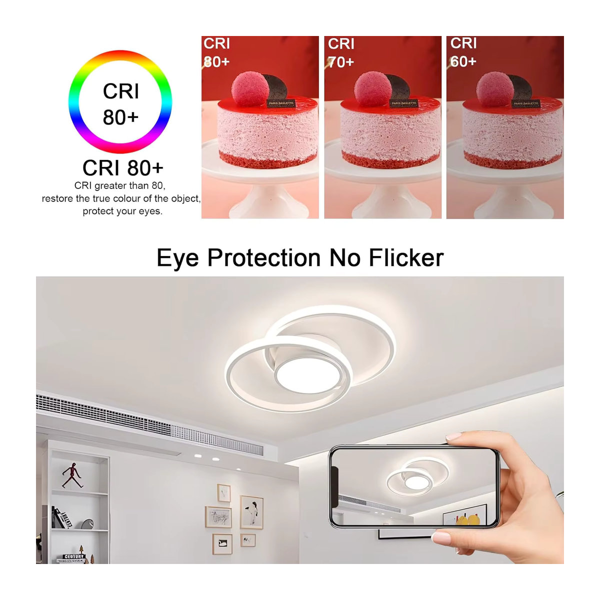 Moderne weiße LED-Deckenleuchte mit 42 W und neutralweißem Licht für Schlafzimmer, Küche oder Esszimmer - Bild 2
