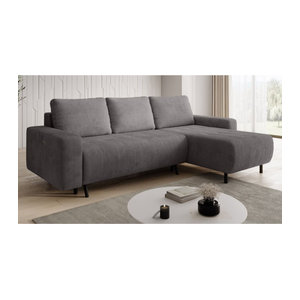 Moderne Wohnlandschaft Ecksofa RIMINI aus Cord in Grau