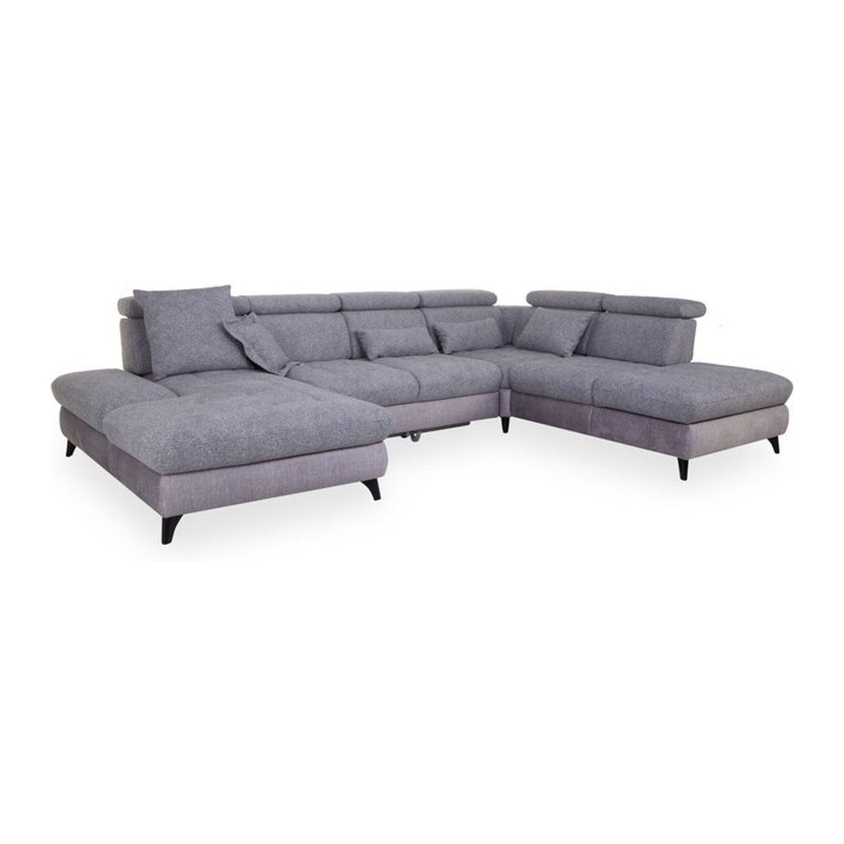 Moderne Wohnlandschaft SALVI in Grau und Silber aus Polyester-Stoff mit B/T/H: 250 x 230 cm - Bild 1