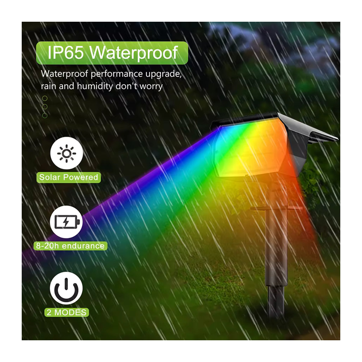 Moderner 2-in-1 Solar Außenstrahler mit 20 RGB LEDs in Schwarz für Garten und Terrasse - Bild 3