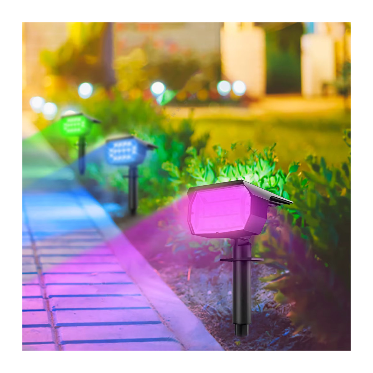 Moderner 2-in-1 Solar Außenstrahler mit 20 RGB LEDs in Schwarz für Garten und Terrasse - Bild 5