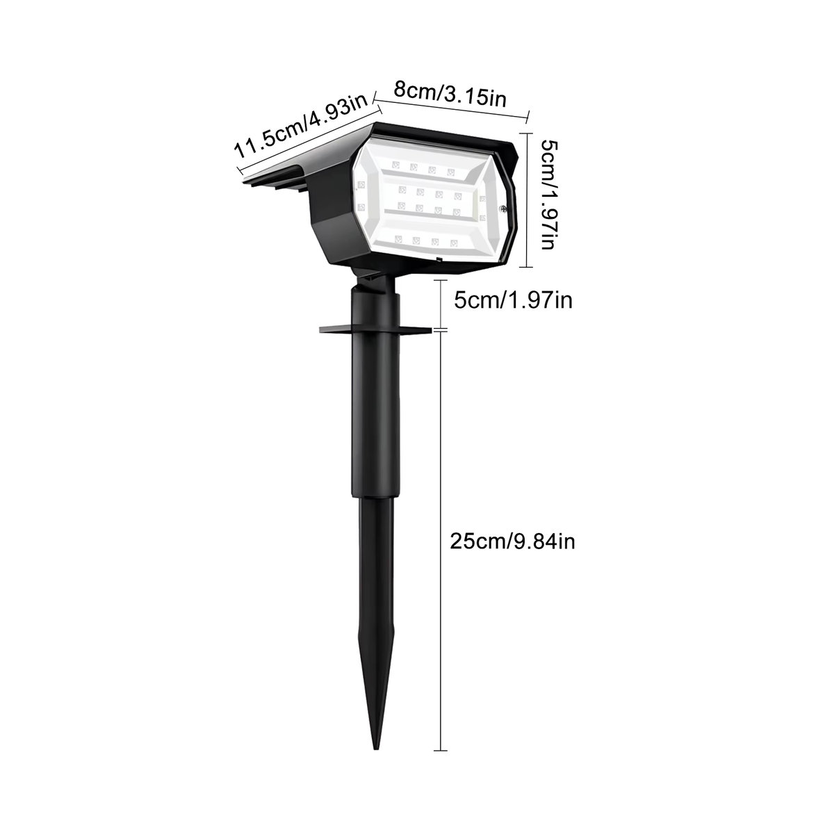 Moderner 2-in-1 Solar Außenstrahler mit 20 RGB LEDs in Schwarz für Garten und Terrasse - Bild 6