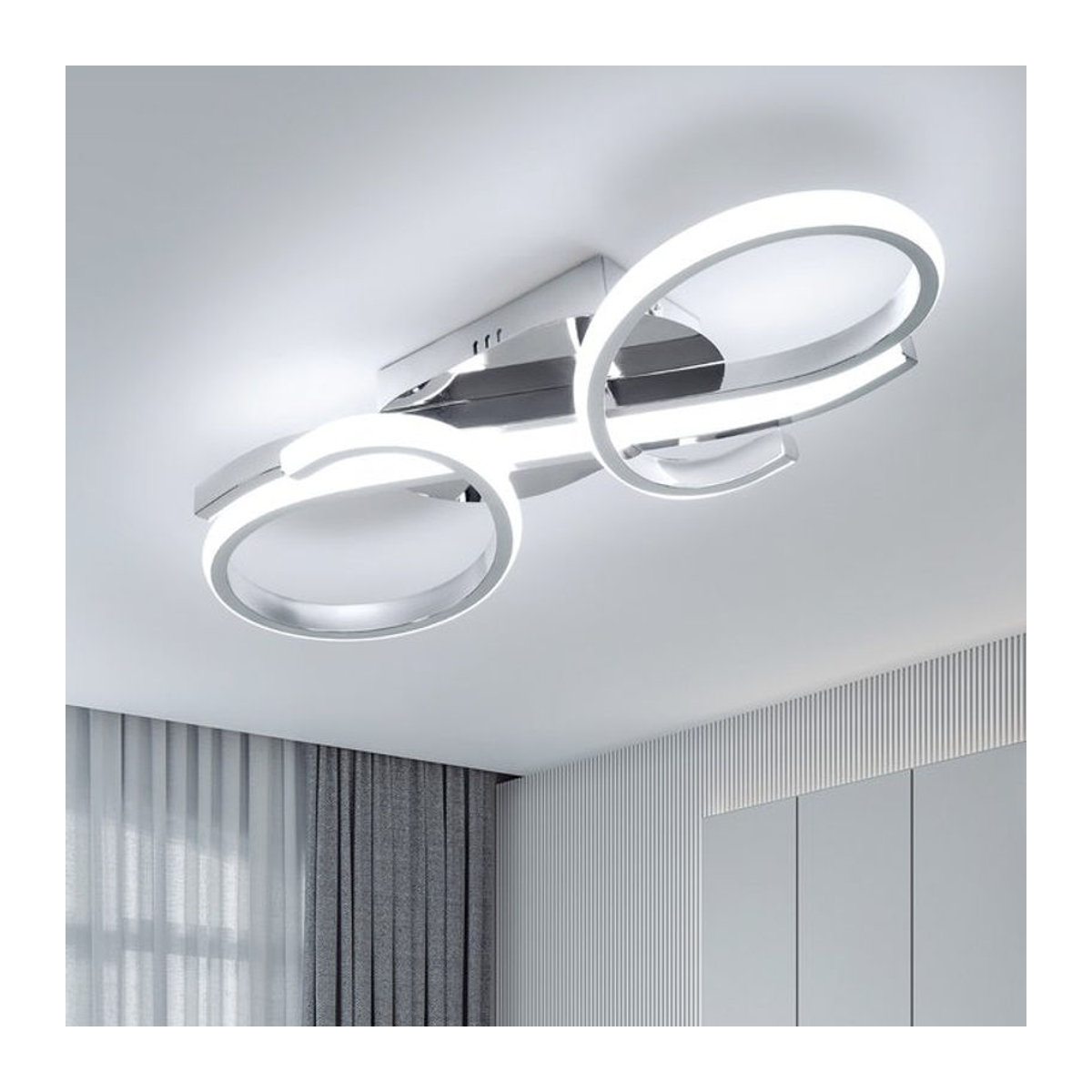 Moderner 36W LED-Kronleuchter in Silber mit geometrischem Design für Wohnzimmer, Schlafzimmer und Flur - Bild 1