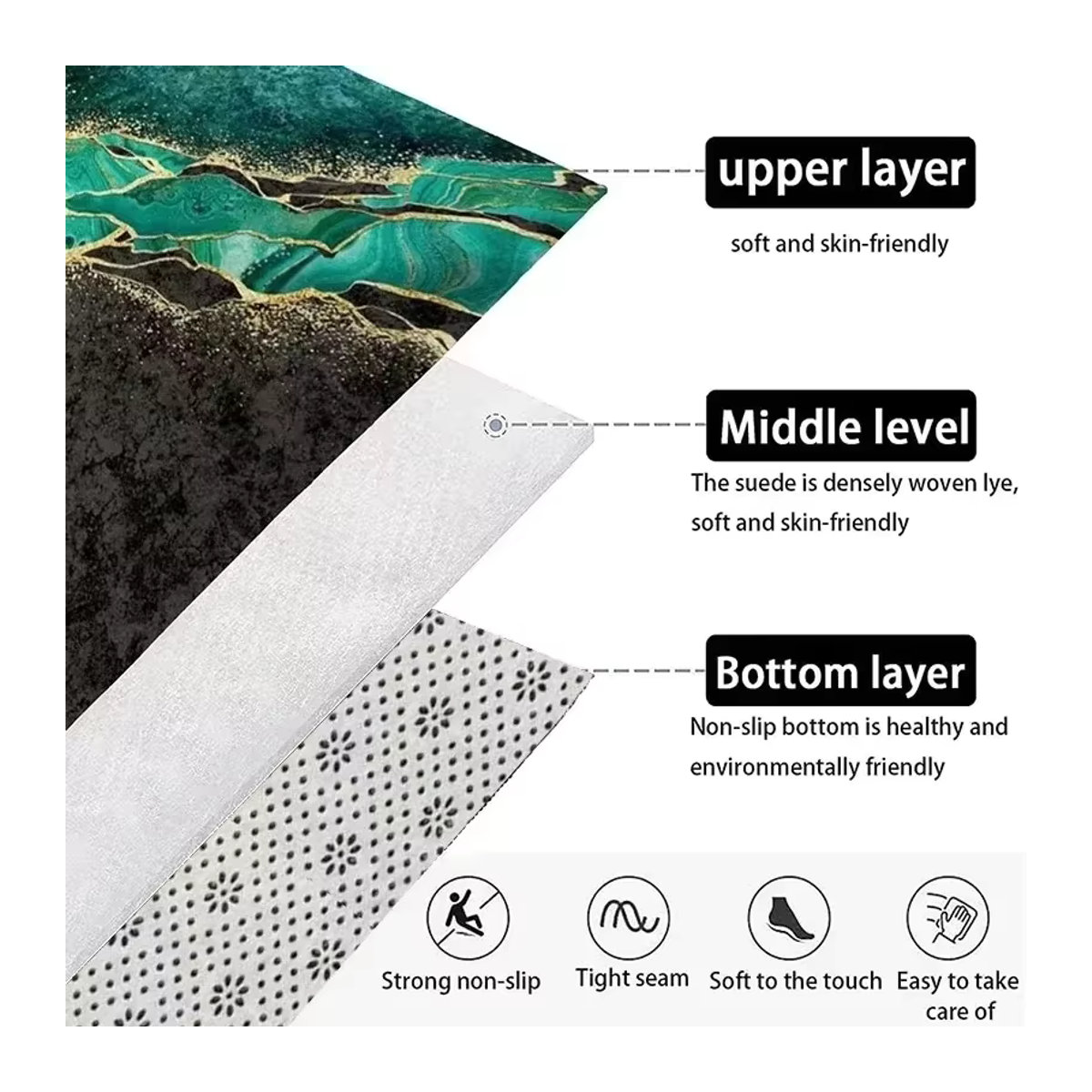 Moderner 3D Wüstenriss Teppich mit Wasser- und Feuer-Design, rutschfest und maschinenwaschbar, mehrfarbig - Bild 3
