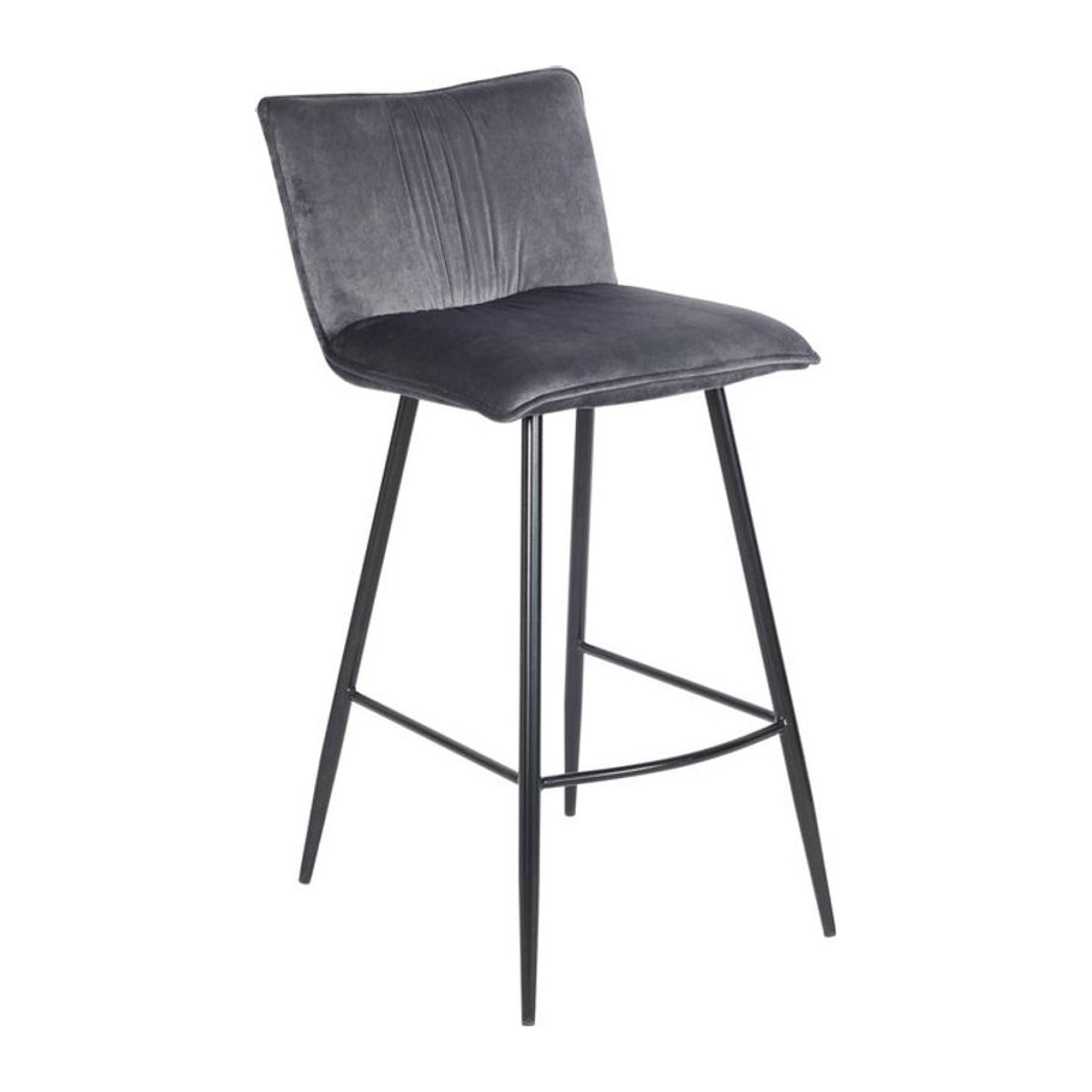 Moderner Barhocker Naples von HTI-Living aus Samt in Grau mit Metallgestell - Bild 1