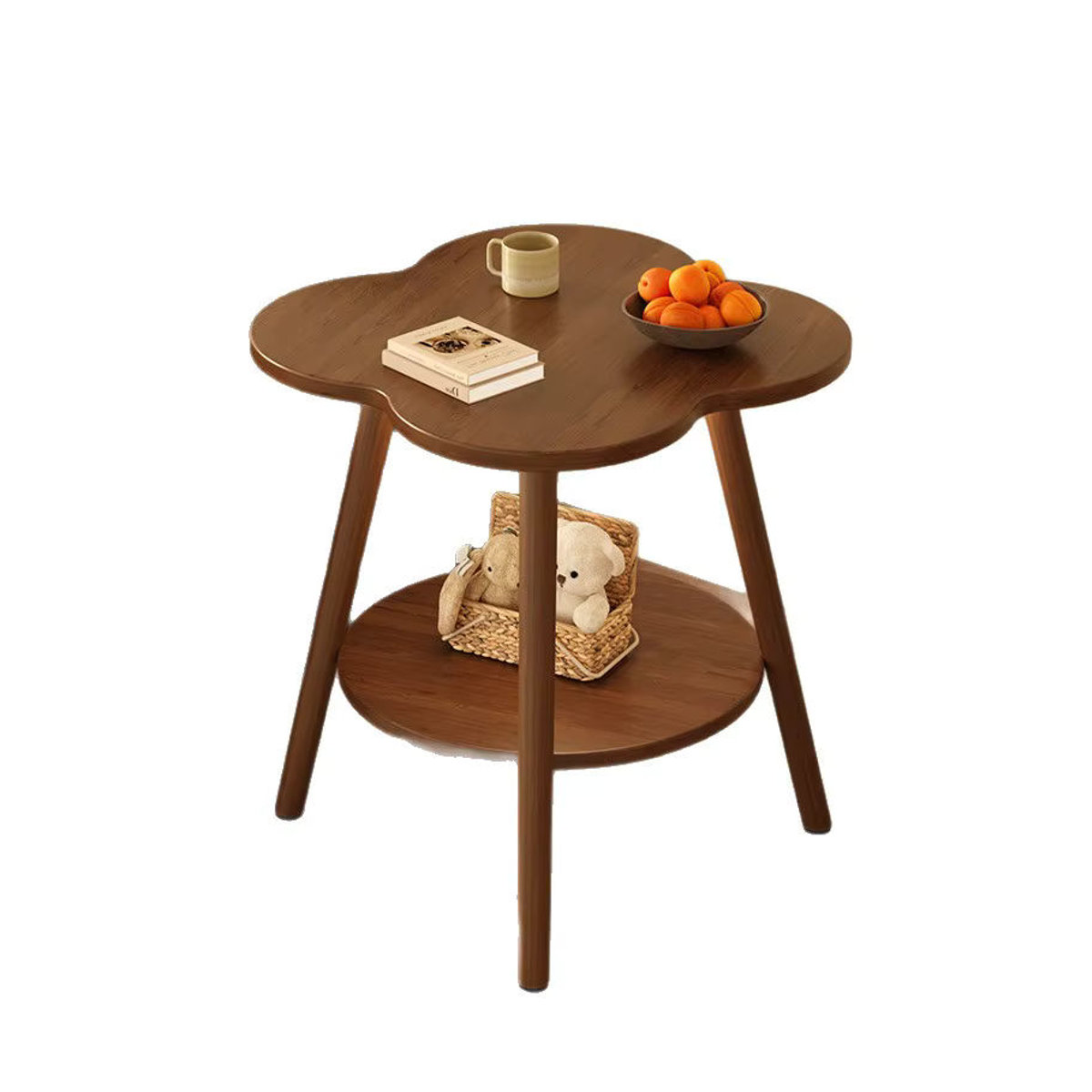 Moderner Beistelltisch in Nussbaum mit Stauraum und organischem Design - Bild 5