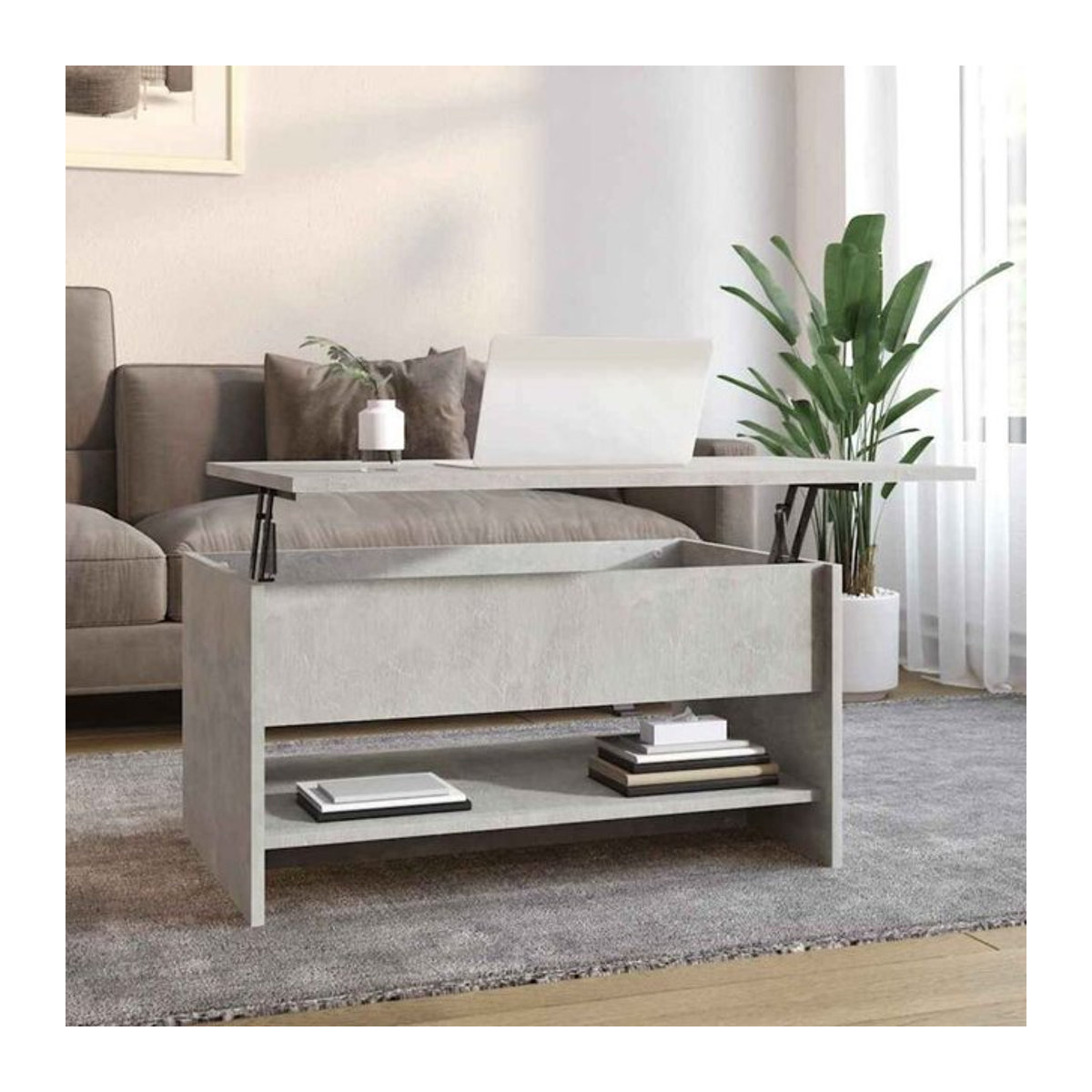 Moderner Couchtisch aus Holzwerkstoff in Betongrau von vidaxl, B/T/H: 80 x 50 x 40 cm - Bild 1