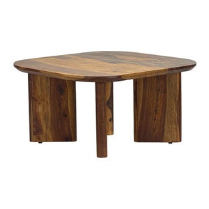 Moderner Couchtisch aus Massivholz in Nussbaum Braun, quadratisch, B/T/H: 60 x 45 x 12 cm