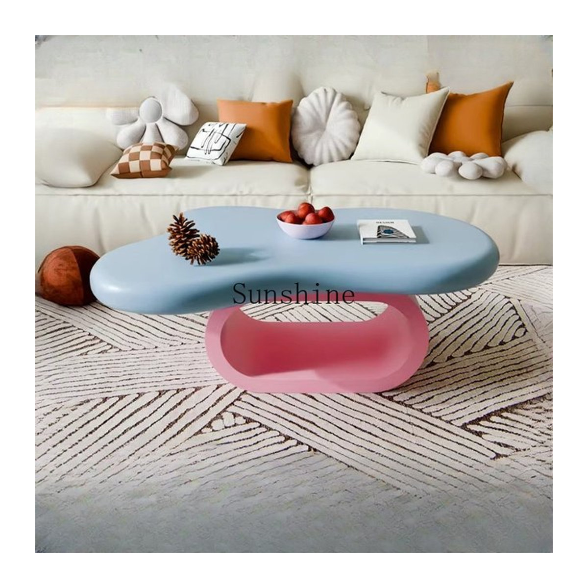 Moderner Couchtisch in organischem Wolken-Design aus Kunststoff, bunt und mehrfarbig - Bild 1