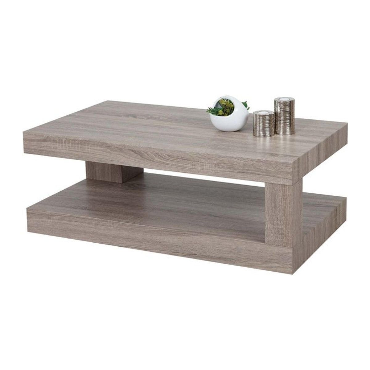Moderner Couchtisch MCW mit 3D-Struktur in brauner Eicheoptik, B: 110 cm, T: 40 cm, H: 60 cm - Bild 1