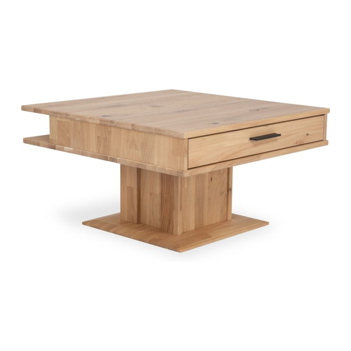 Moderner Couchtisch MONDO VIVANTO aus Massivholz Eiche Natur in Braun, quadratisch, B/T/H: 80 x 80 x 45 cm - Bild 1