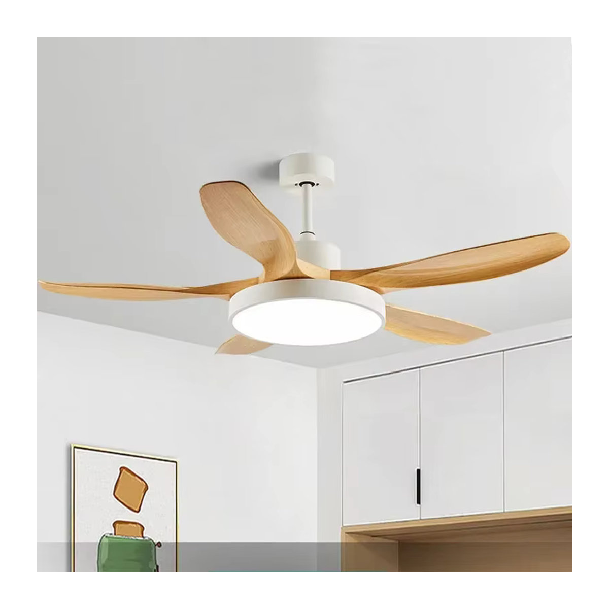 Moderner Deckenventilator mit LED-Licht und Fernbedienung in Braun im skandinavischen Design - Bild 2