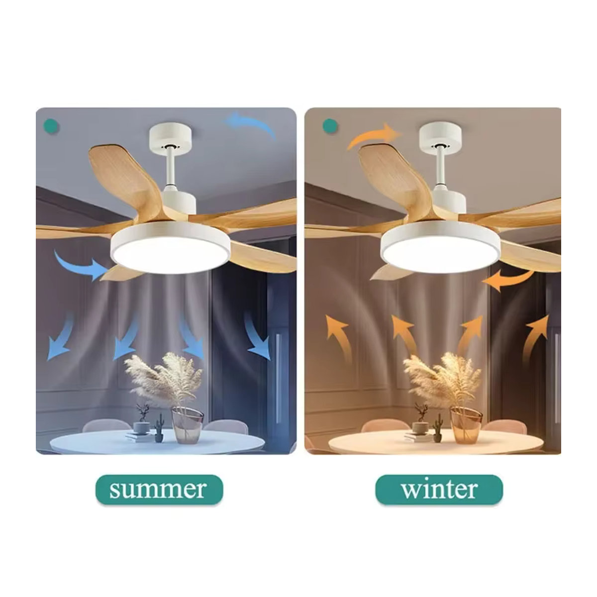 Moderner Deckenventilator mit LED-Licht und Fernbedienung in Braun im skandinavischen Design - Bild 3