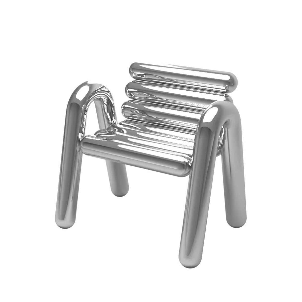 Moderner Designer-Sessel aus Edelstahl und Chrom in Silber - Bild 5