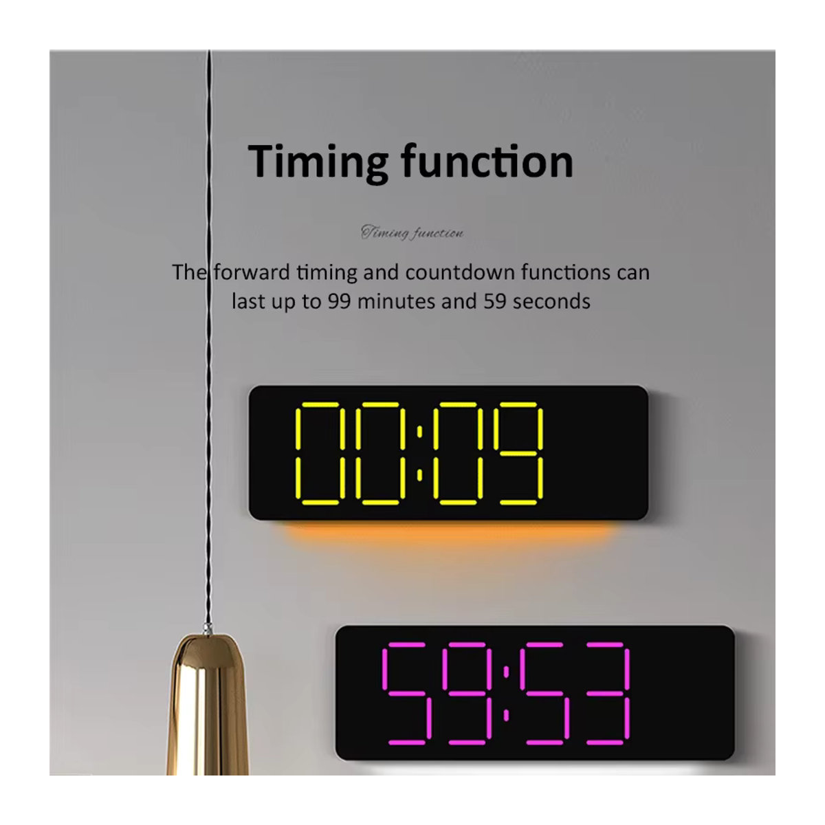 Moderner digitaler LED-Wecker mit RGB-Beleuchtung und Fernbedienung, 13 Zoll Wanduhr in Schwarz mit 11 Farben zur Raumdekoration - Bild 2