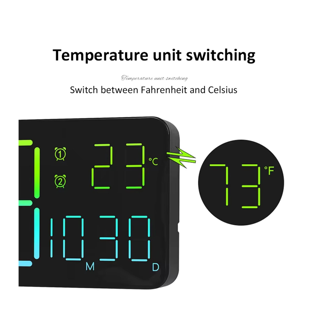 Moderner digitaler LED-Wecker mit RGB-Beleuchtung und Fernbedienung, 13 Zoll Wanduhr in Schwarz mit 11 Farben zur Raumdekoration - Bild 3