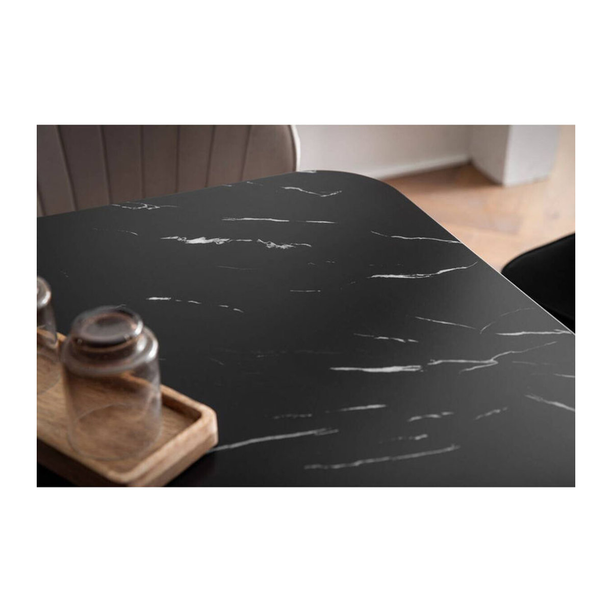 Moderner Esstisch Wohnling in Schwarz mit Marmor-Optik aus Holzwerkstoff und Metall, Rechteckig, B: 200 cm, H: 76 cm, T: 90 cm - Bild 2