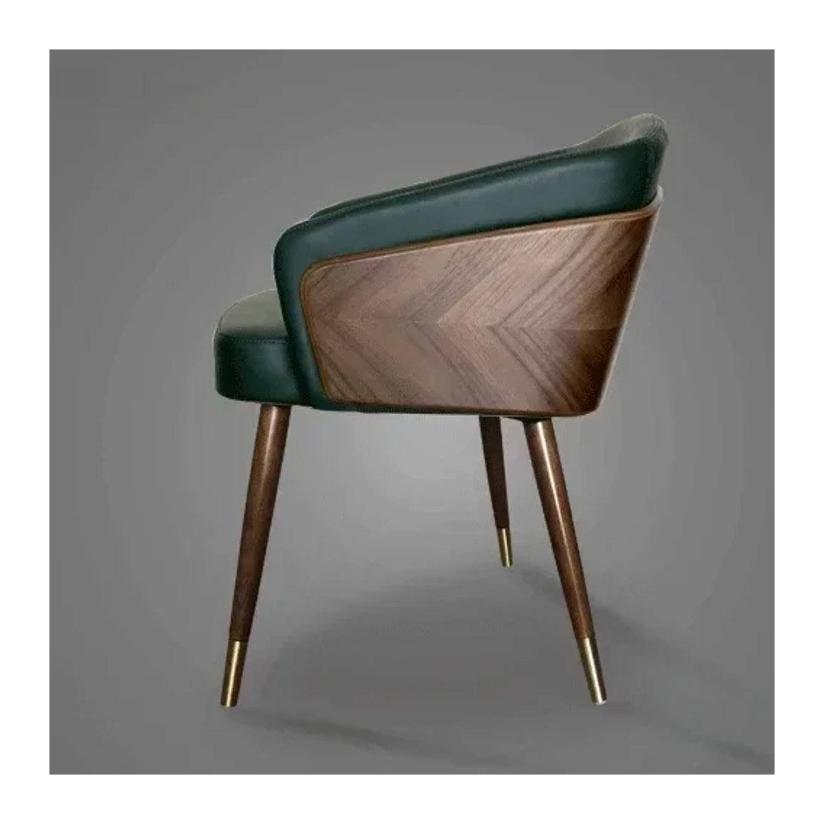 Moderner Esszimmerstuhl im skandinavischen Design aus Massivholz mit Kunstleder-Rückenlehne in Grün und Braun - Bild 1