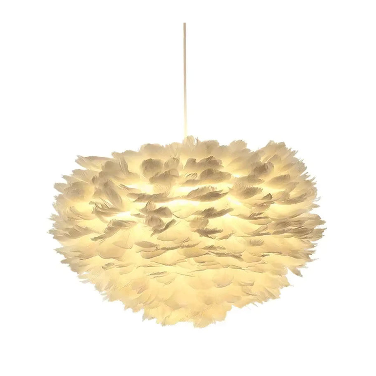 Moderner Feder Kronleuchter von JIANKEXING in Weiß im skandinavischen Bohemian Design für Wohnzimmer und Schlafzimmer mit warmweißem Licht - Bild 4