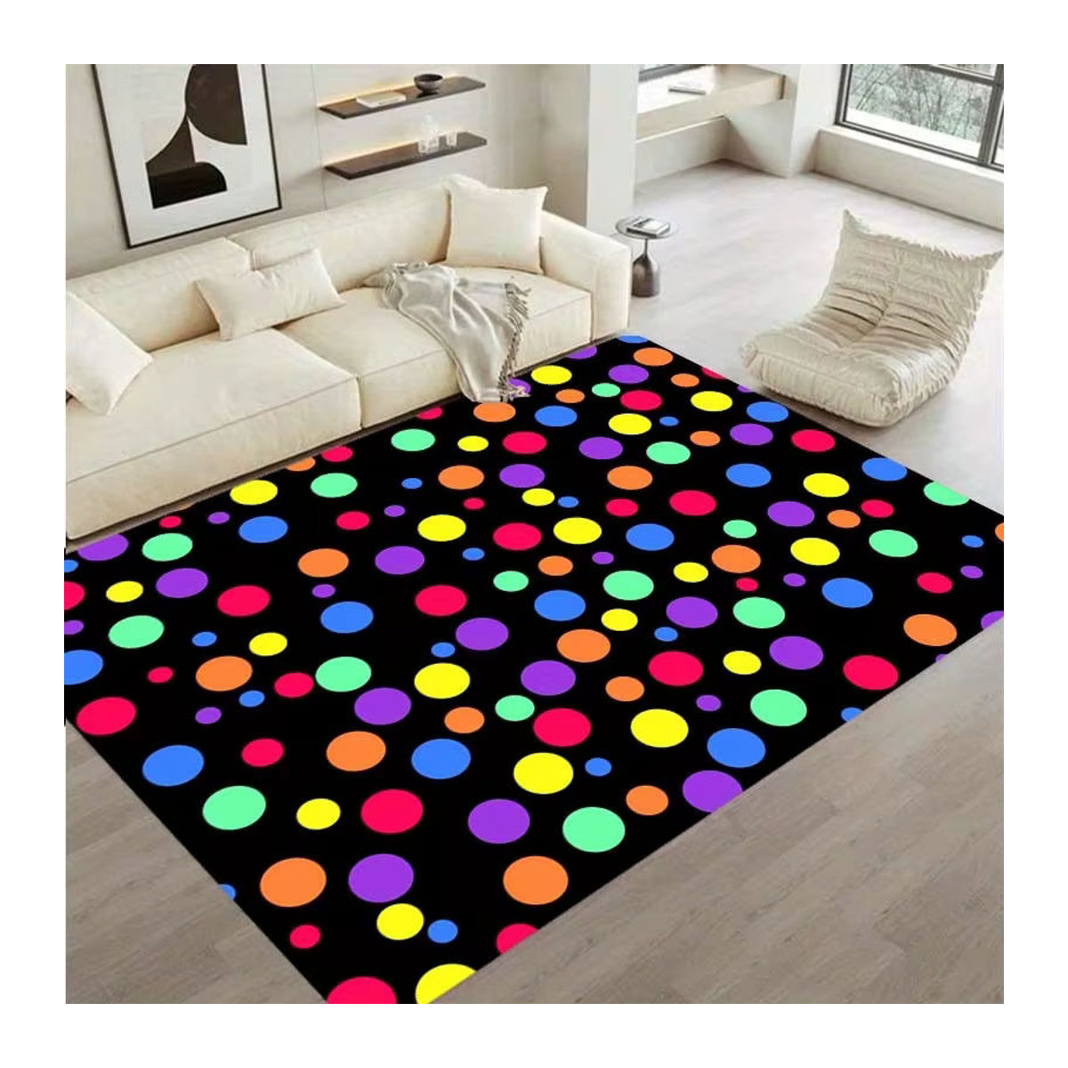 Moderner Flanell-Teppich mit mehrfarbigem Tupfen-Design in Matt-Optik für dein Wohnzimmer - Bild 2